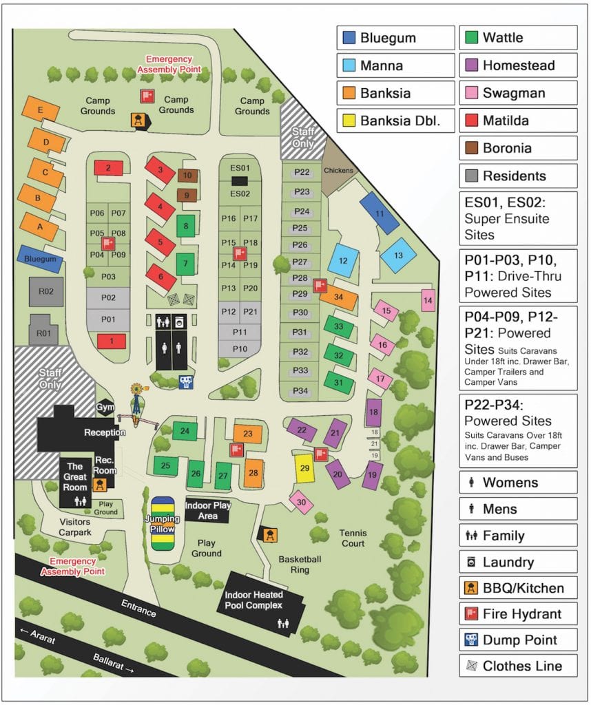 Park Map - BIG4 Ballarat Windmill Holiday Park